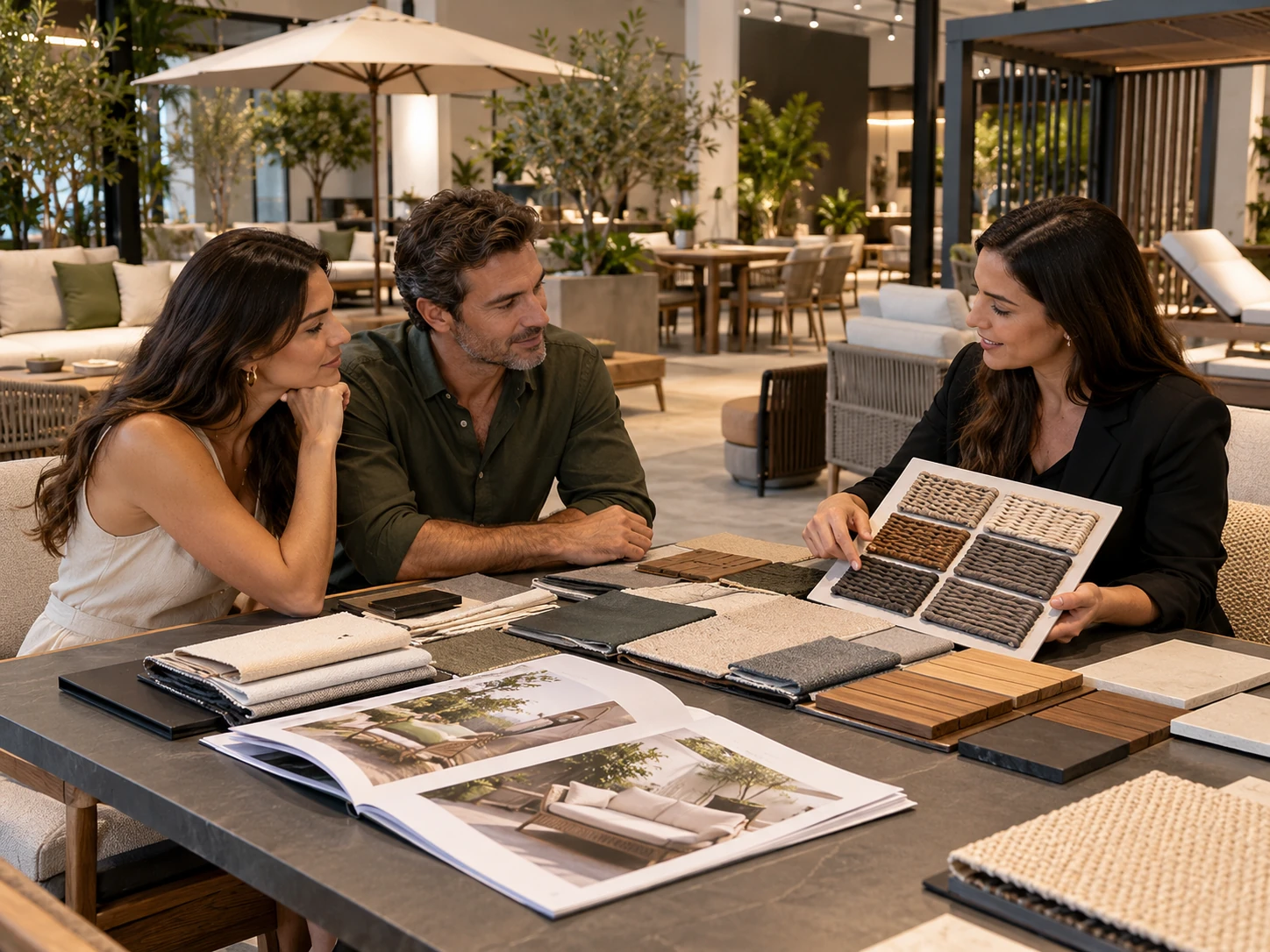 Consultor atendendo clientes na loja Sunset